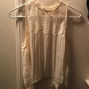 Off white open back tank top
